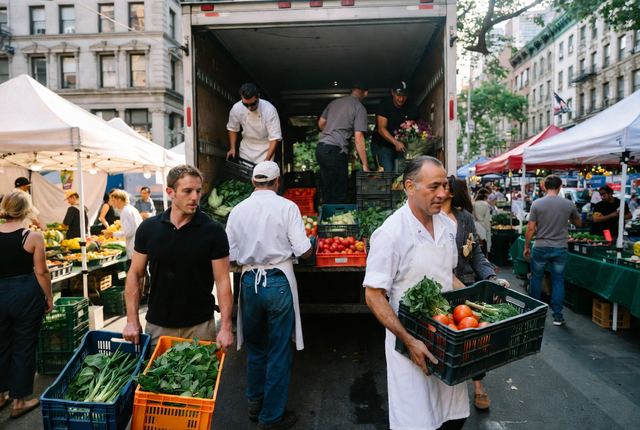8:30 AM • Union Square, Manhattan — Greenmarket Energy: Farmers unload crates of vibrant vegetables. Chefs haggle for the best produce in this colorful community hub.
